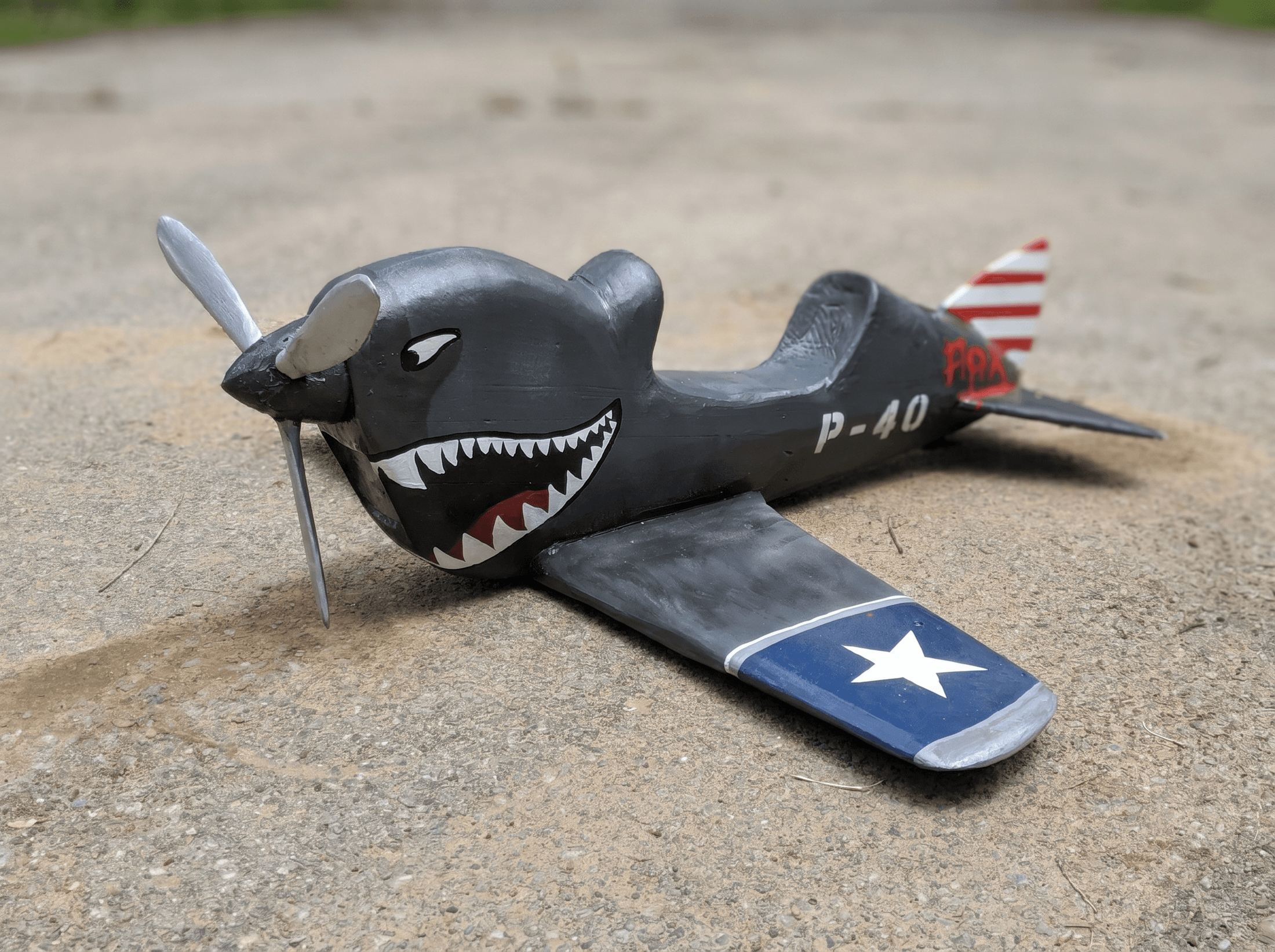 Handcrafted P40 Model Airplane Concrete